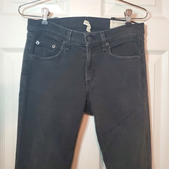 RAG & BONE Stretch Skinny Jeans Black w/ Holes Distressed 27 - Picture 2 of 14